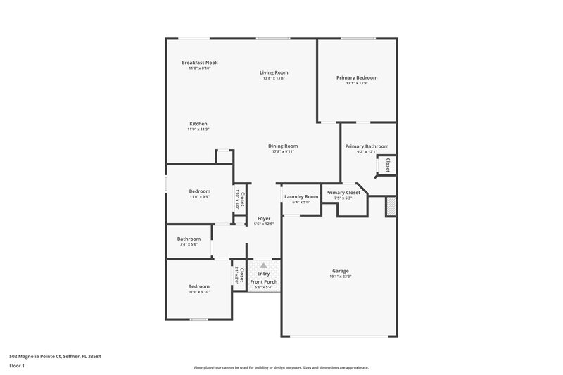 2,070/Mo, 502 Magnolia Pointe Ct Seffner, FL 33584 Floor Plan View
