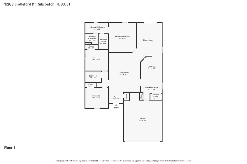 2,065/Mo, 12938 Bridleford Dr Gibsonton, FL 33534 Floor Plan View