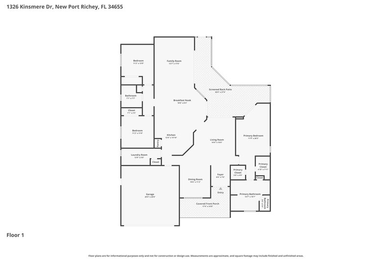 2,595/Mo, 1326 Kinsmere Dr Trinity, FL 34655 Floor Plan View