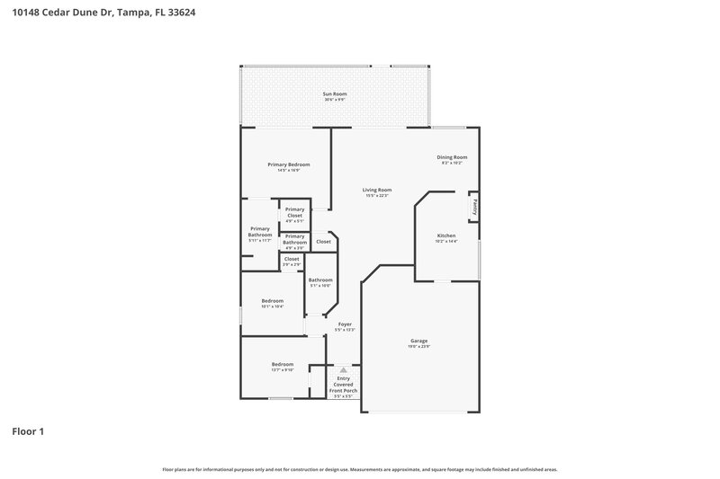 2,365/Mo, 10148 Cedar Dune Dr Tampa, FL 33624 Floor Plan View
