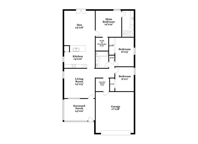 1,760/Mo, 7853 Chadwick Dr New Port Richey, FL 34654 Floor Plan View