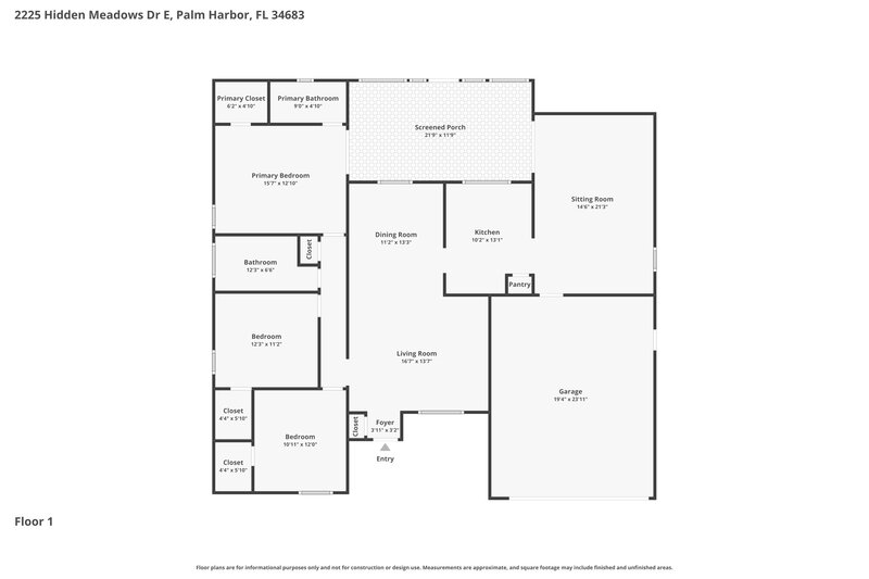 2,560/Mo, 2225 Hidden Meadows Dr E Palm Harbor, FL 34683 Floor Plan View