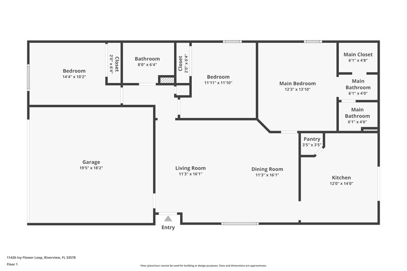 3,250/Mo, 11426 Ivy Flower Loop Riverview, FL 33578 Floor Plan View