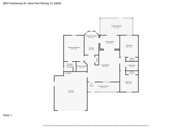 1,765/Mo, 8047 Hathaway Dr New Port Richey, FL 34654 Floor Plan View