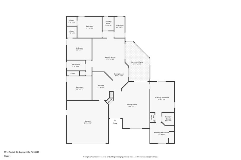 2,415/Mo, 5514 Foxtail Ct Wesley Chapel, FL 33543 Floor Plan View