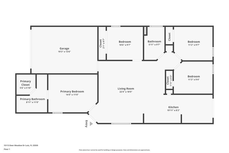 2,030/Mo, 15113 Deer Meadow Dr Lutz, FL 33559 Floor Plan View