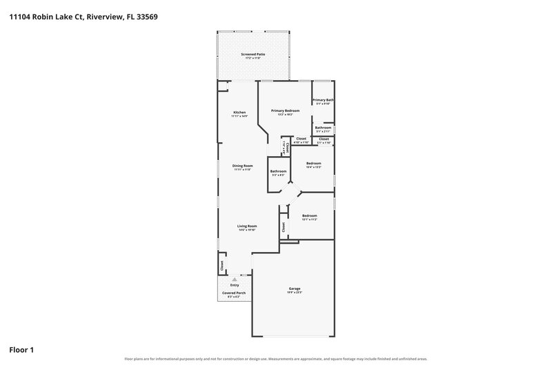 1,945/Mo, 11104 Robin Lake Ct Riverview, FL 33569 Floor Plan View