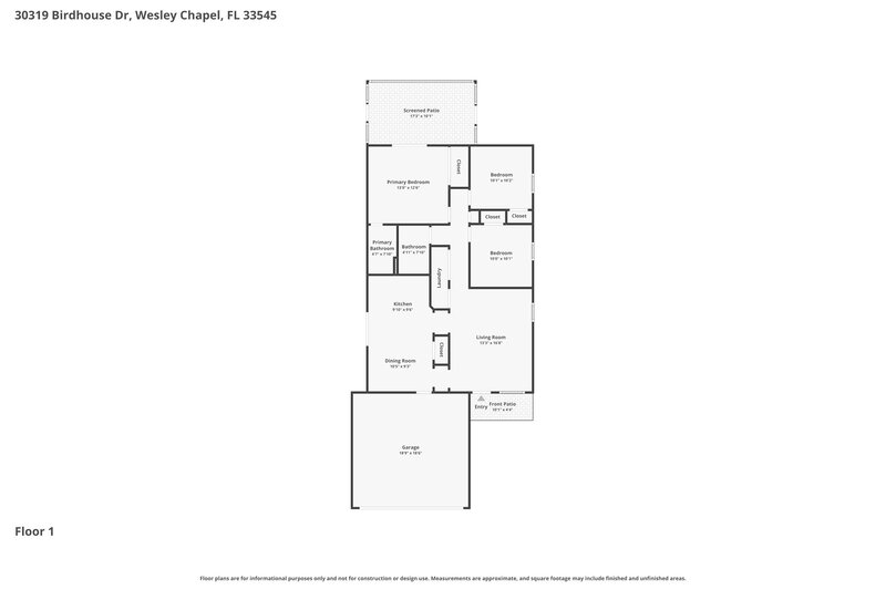 2,095/Mo, 30319 Birdhouse Dr Wesley Chapel, FL 33545 Floor Plan View