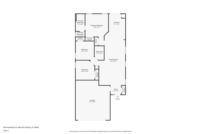 2,030/Mo, 8514 Hawbuck St Trinity, FL 34655 Floor Plan View