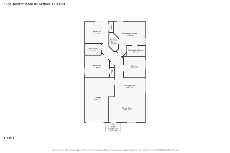 1,945/Mo, 1022 Harvest Moon Dr Seffner, FL 33584 Floor Plan View