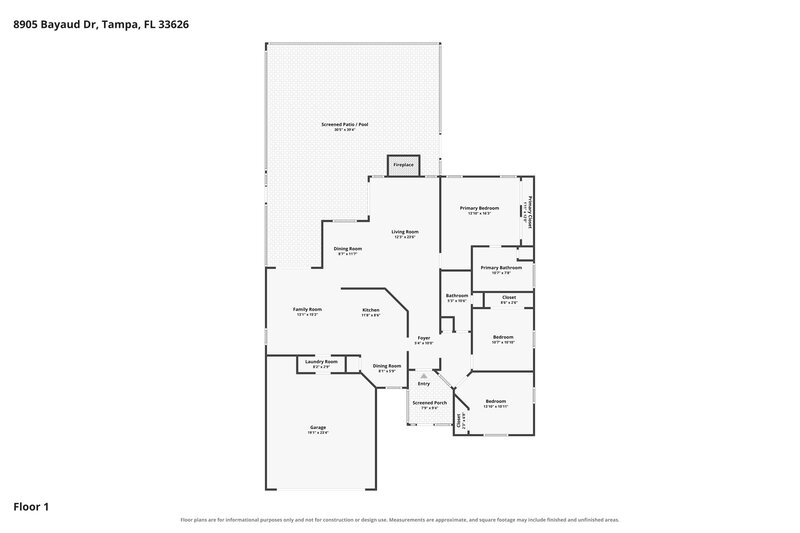 2,910/Mo, 8905 Bayaud Dr Tampa, FL 33626 Floor Plan View