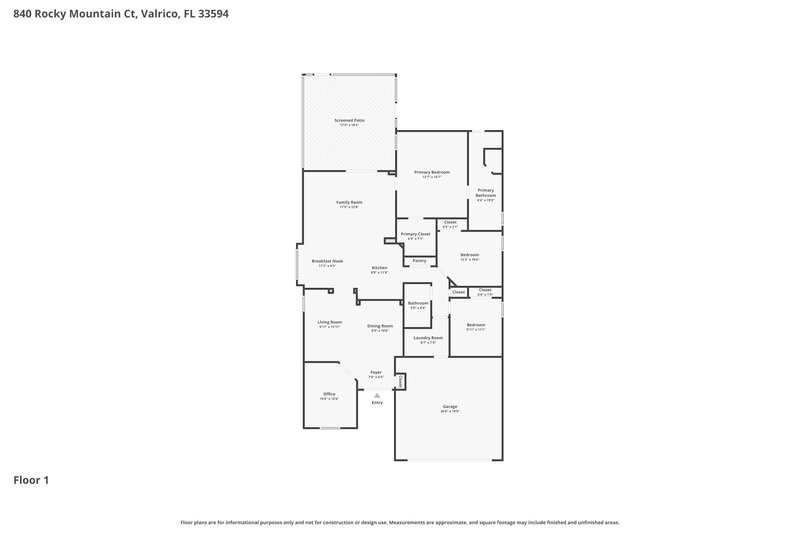 2,285/Mo, 840 Rocky Mountain Ct Valrico, FL 33594 Floor Plan View
