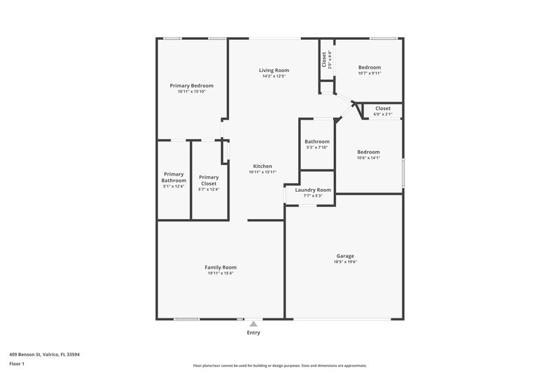 2,070/Mo, 409 Benson St Valrico, FL 33594 Floor Plan View
