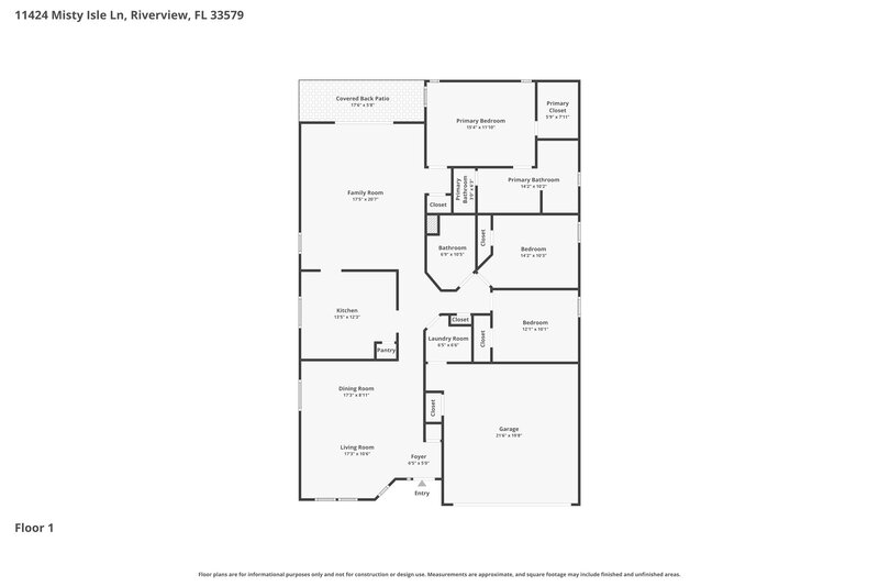 2,155/Mo, 11424 Misty Isle Ln Riverview, FL 33579 Floorplan View