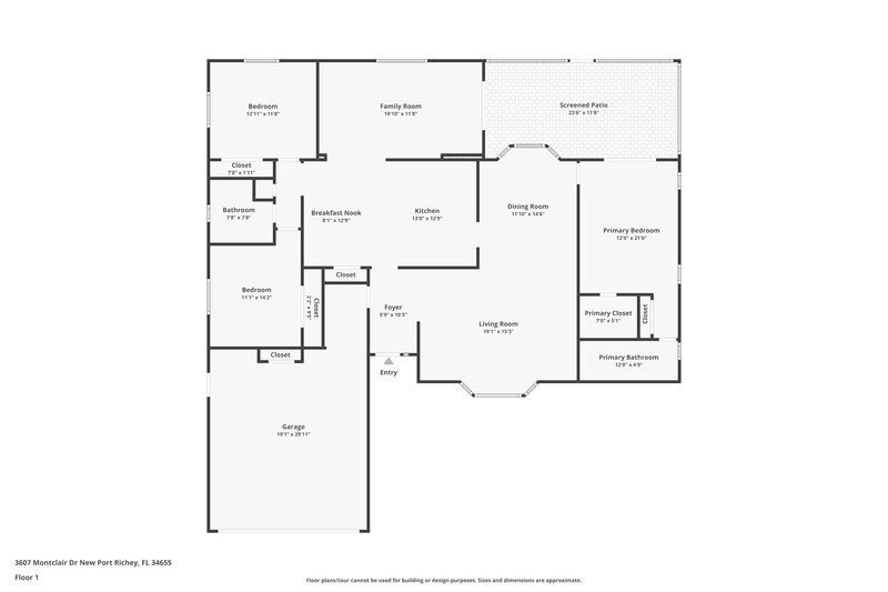 2,380/Mo, 3607 Montclair Dr New Port Richey, FL 34655 Floor Plan View