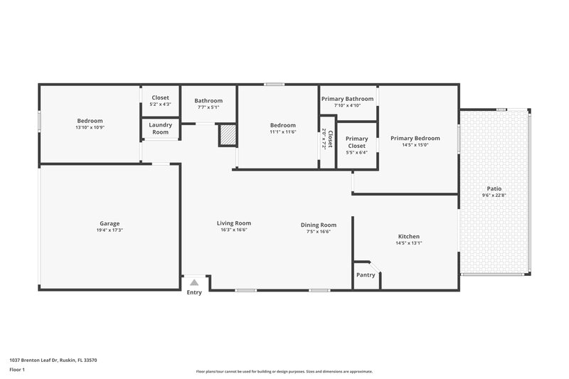 2,010/Mo, 1037 Brenton Leaf Dr Ruskin, FL 33570 Floor Plan View