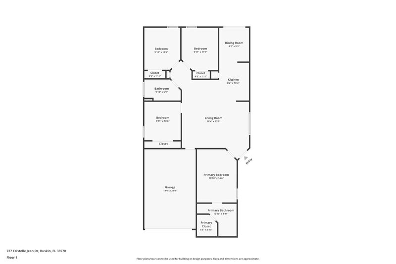 3,200/Mo, 727 Cristelle Jean Dr Ruskin, FL 33570 Floor Plan View