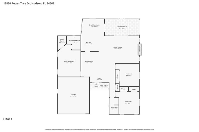 1,925/Mo, 12830 Pecan Tree Dr Hudson, FL 34669 Floor Plan View