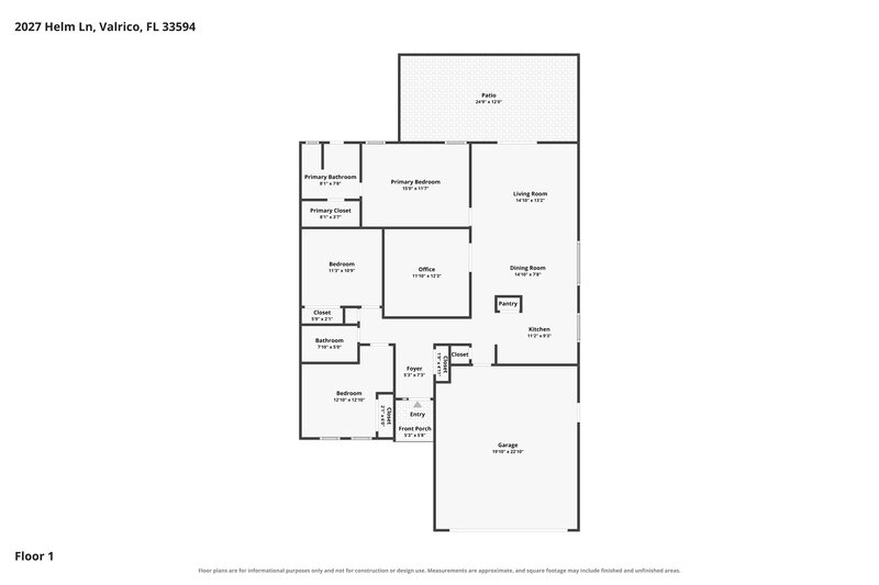 1,990/Mo, 2027 Helm Ln Valrico, FL 33594 Floor Plan View