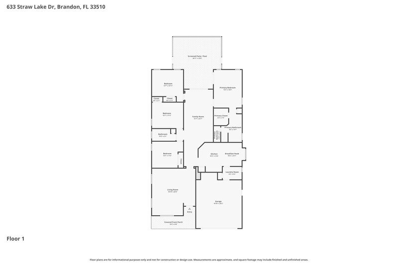2,445/Mo, 633 Straw Lake Dr Brandon, FL 33510 Floor Plan View