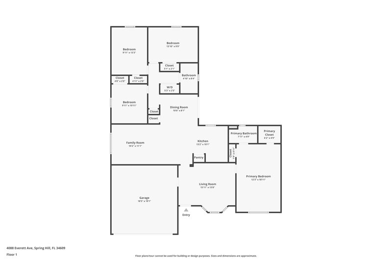 1,830/Mo, 4088 Everett Ave Spring Hill, FL 34609 Floor Plan View