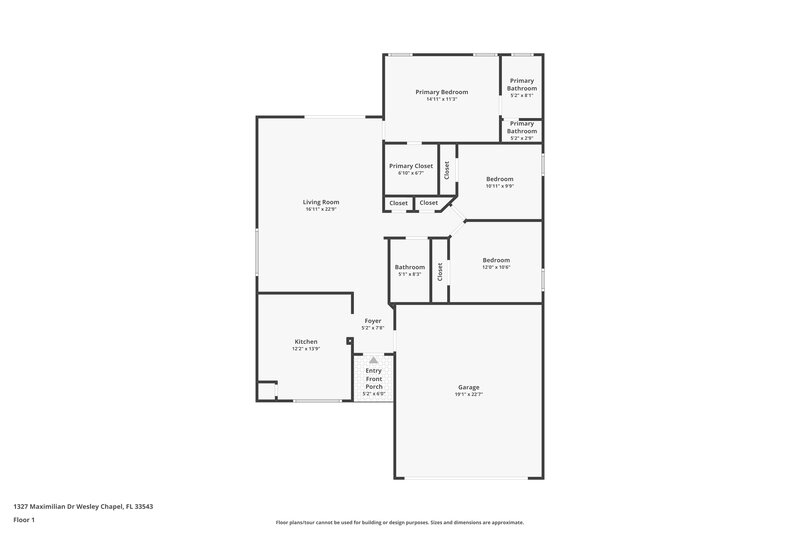 2,050/Mo, 1327 Maximilian Dr Wesley Chapel, FL 33543 Floor Plan View