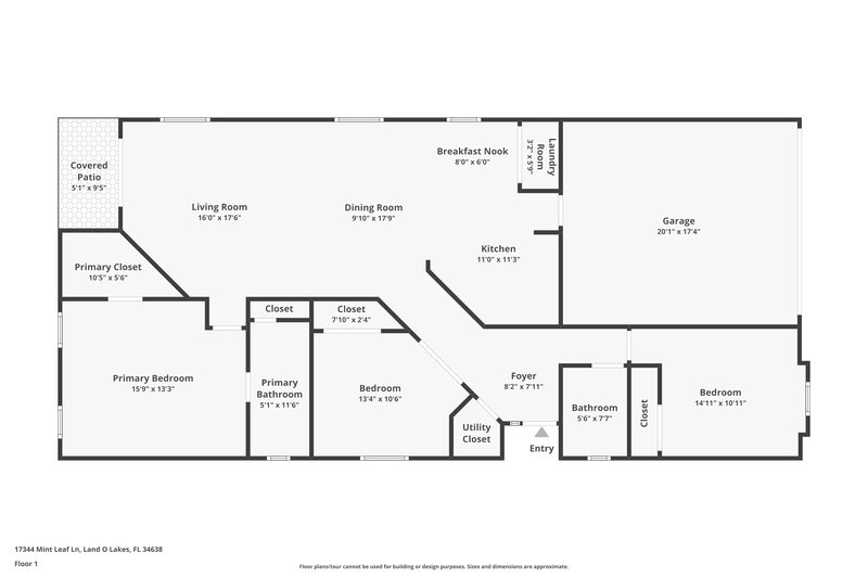 2,140/Mo, 17344 Mint Leaf Ln Land O' Lakes, FL 34638 Floor Plan View