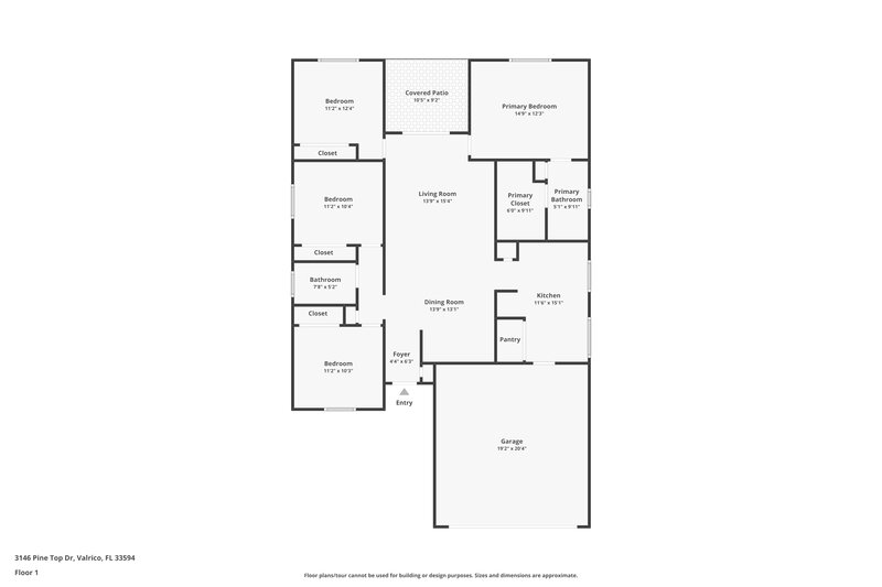 2,210/Mo, 3146 Pine Top Dr Valrico, FL 33594 Floor Plan View