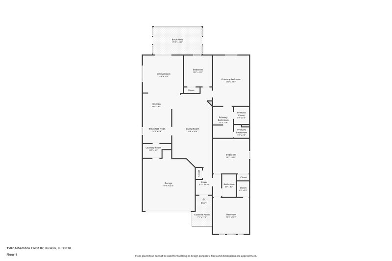 2,000/Mo, 1507 Alhambra Crest Dr Ruskin, FL 33570 Floor Plan View
