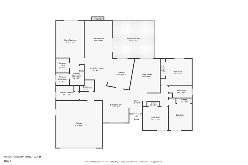2,460/Mo, 16536 Forest Lake Dr Tampa, FL 33624 Floor Plan View