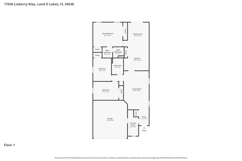 2,120/Mo, 17036 Lixberry Way Land O Lakes, FL 34638 Floor Plan View