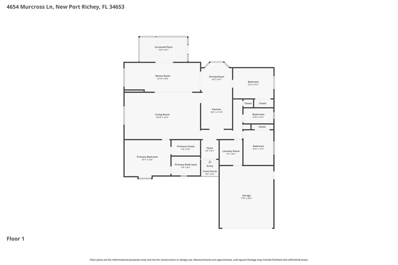2,285/Mo, 4654 Murcross Ln New Port Richey, FL 34653 Floor Plan View