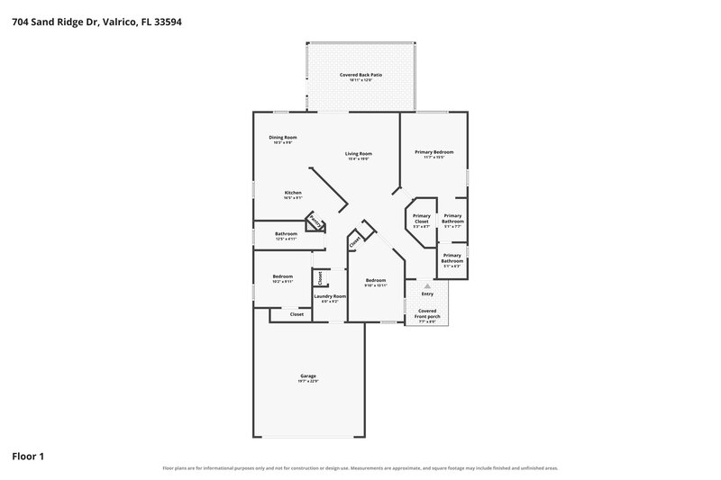 2,130/Mo, 704 Sand Ridge Dr Valrico, FL 33594 Floor Plan View