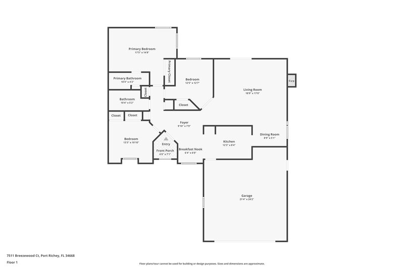 1,775/Mo, 7511 Breezewood Ct Port Richey, FL 34668 Floor Plan View