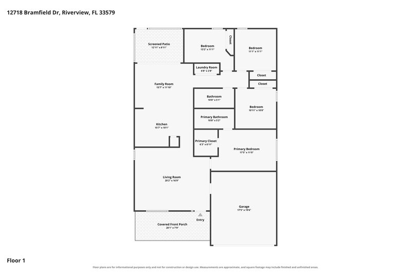 2,380/Mo, 12718 Bramfield Dr Riverview, FL 33579 Floor Plan View