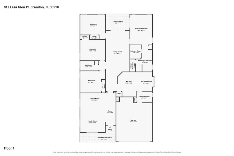 2,510/Mo, 812 Lesa Glen Pl Brandon, FL 33510 Floor Plan View