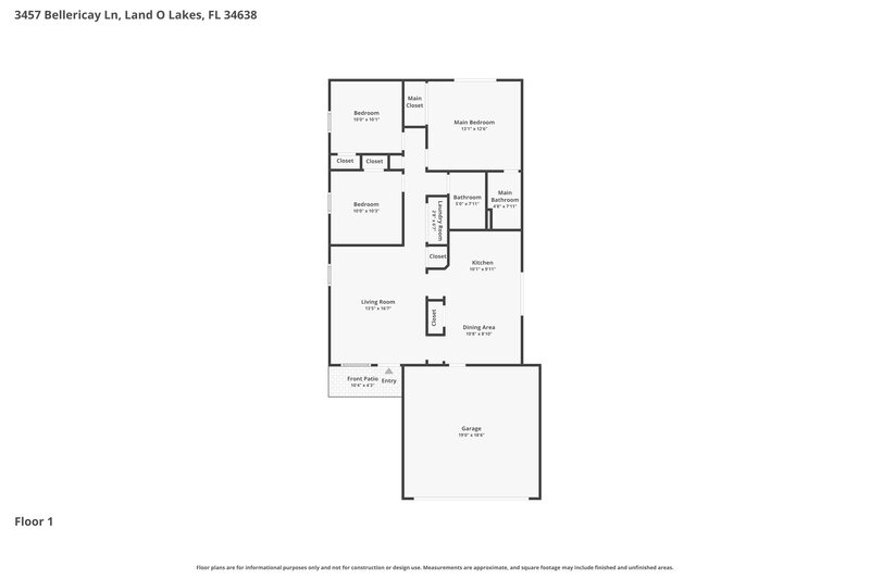 2,150/Mo, 3457 Bellericay Ln Land O Lakes, FL 34638 Floor Plan View