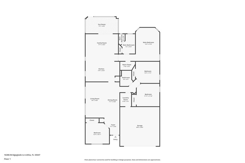 2,305/Mo, 16306 Bridgeglade Ln Lithia, FL 33547 Floor Plan View