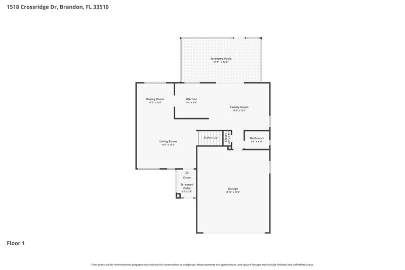2,265/Mo, 1518 Crossridge Dr Brandon, FL 33510 Floor Plan View