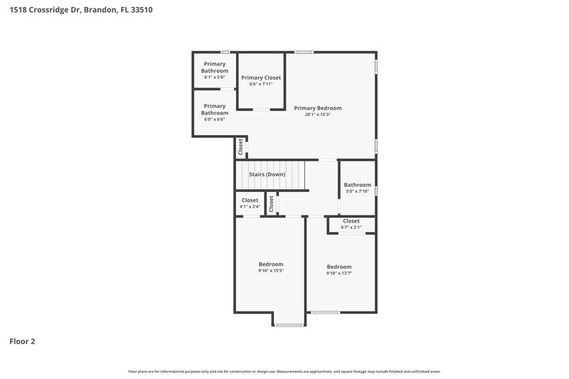 2,265/Mo, 1518 Crossridge Dr Brandon, FL 33510 Floor Plan View 2