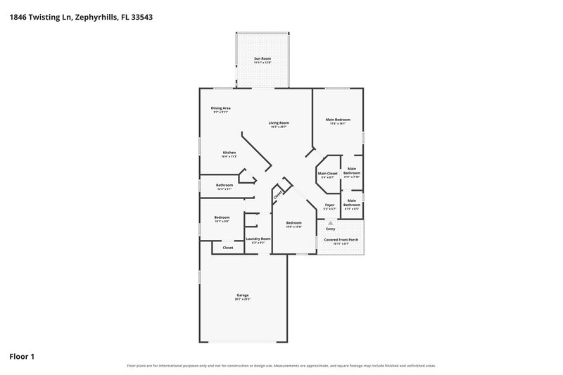 2,000/Mo, 1846 Twisting Ln Wesley Chapel, FL 33543 Floor Plan View