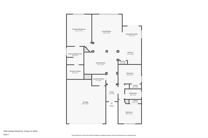 4,050/Mo, 7935 Camden Woods Dr Tampa, FL 33619 Floor Plan View