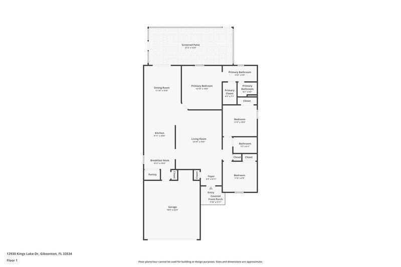 1,930/Mo, 12930 Kings Lake Dr Gibsonton, FL 33534 Floorplan View