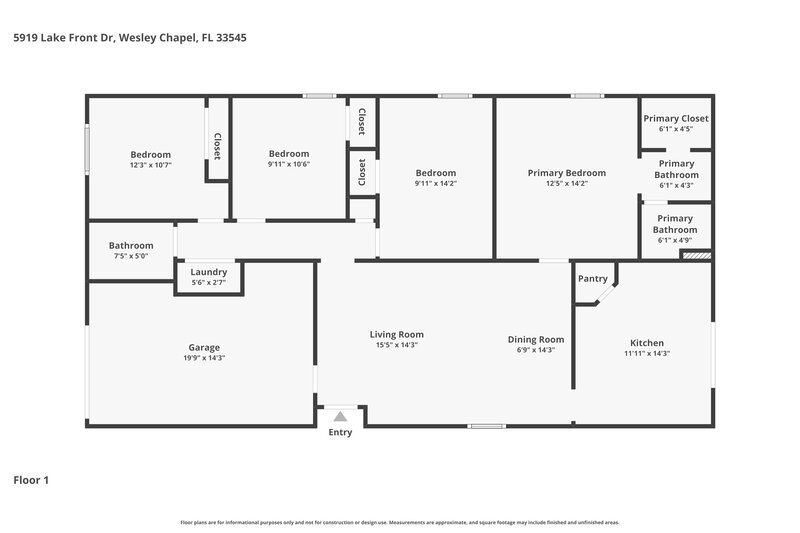 2,100/Mo, 5919 Lake Front Dr Wesley Chapel, FL 33545 Floor Plan View