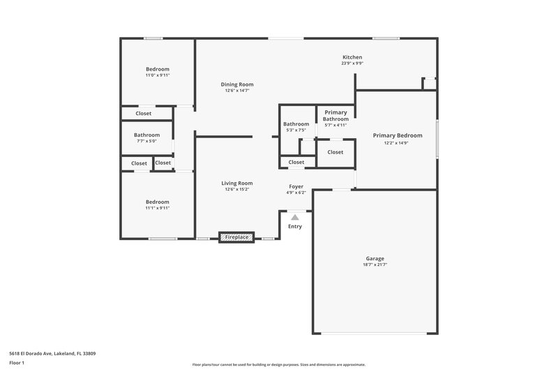 1,760/Mo, 5618 El Dorado Ave Lakeland, FL 33809 Floor Plan View