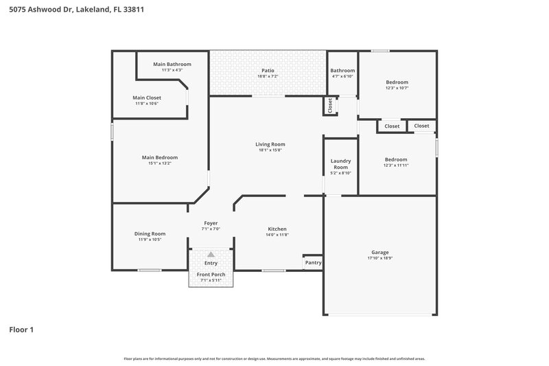 2,140/Mo, 5075 Ashwood Dr Lakeland, FL 33811 Floor Plan View