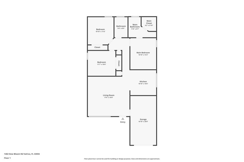 2,035/Mo, 1402 Dew Bloom Rd Valrico, FL 33594 Floor Plan View