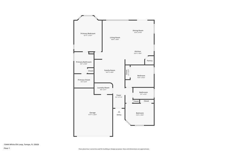 2,525/Mo, 13444 White Elk Loop Tampa, FL 33626 Floor Plan View