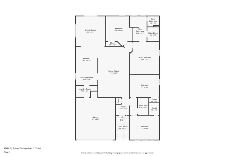 2,240/Mo, 10408 Fly Fishing St Riverview, FL 33569 Floor Plan View