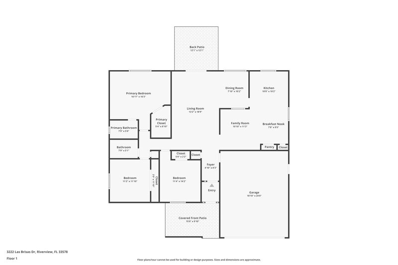 2,050/Mo, 3222 Las Brisas Dr Riverview, FL 33578 Floor Plan View